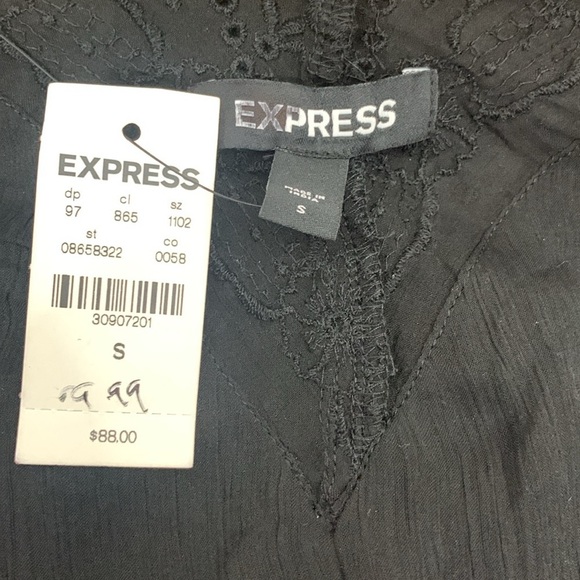 Express Black Eyelet Cross Front V-neck Bodysuit- NWT - Picture 16 of 17